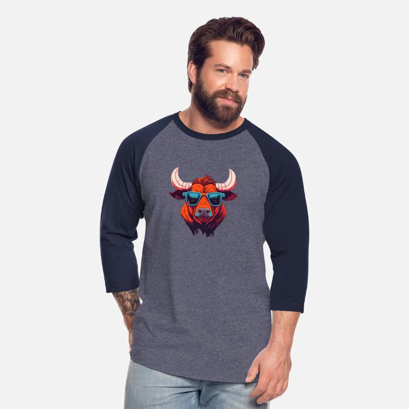 Trendy buffalo with sunglasses illustration