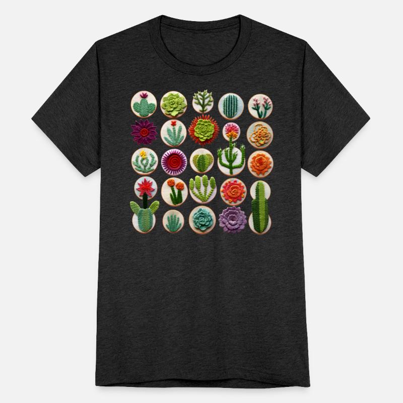 Unique Faux Embroidered Cacti Design