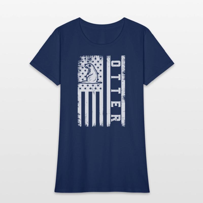 Usa Flag Otter 01. otter t-shirt design
