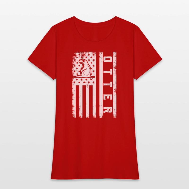 Usa Flag Otter 01. otter t-shirt design