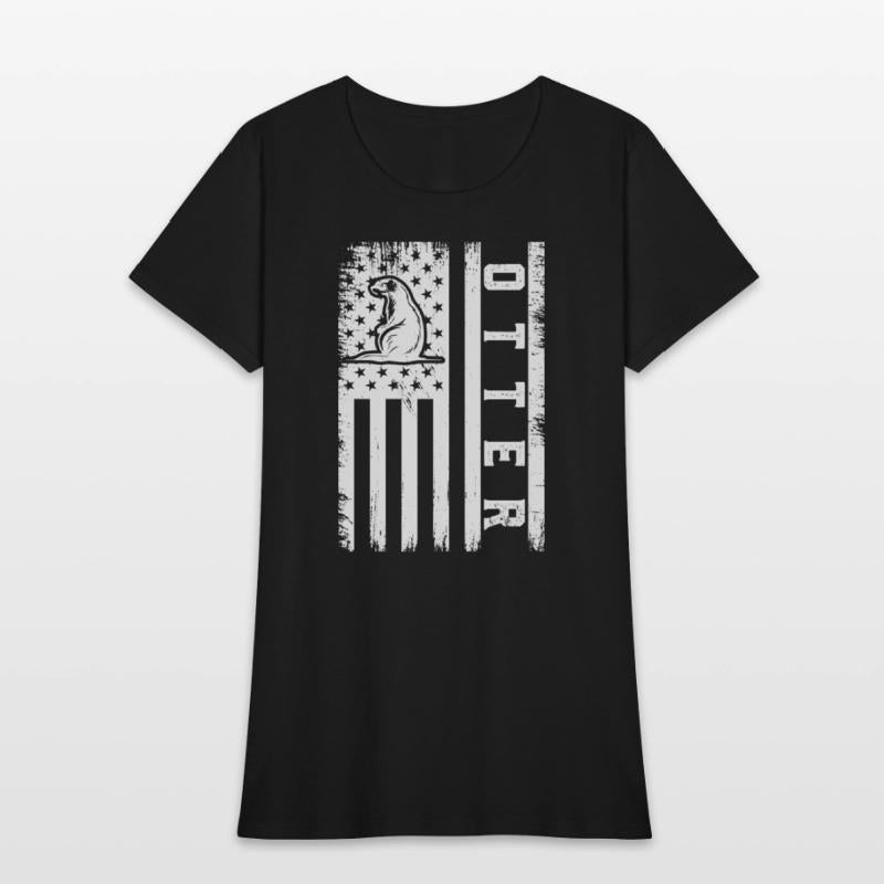 Usa Flag Otter 01. otter t-shirt design