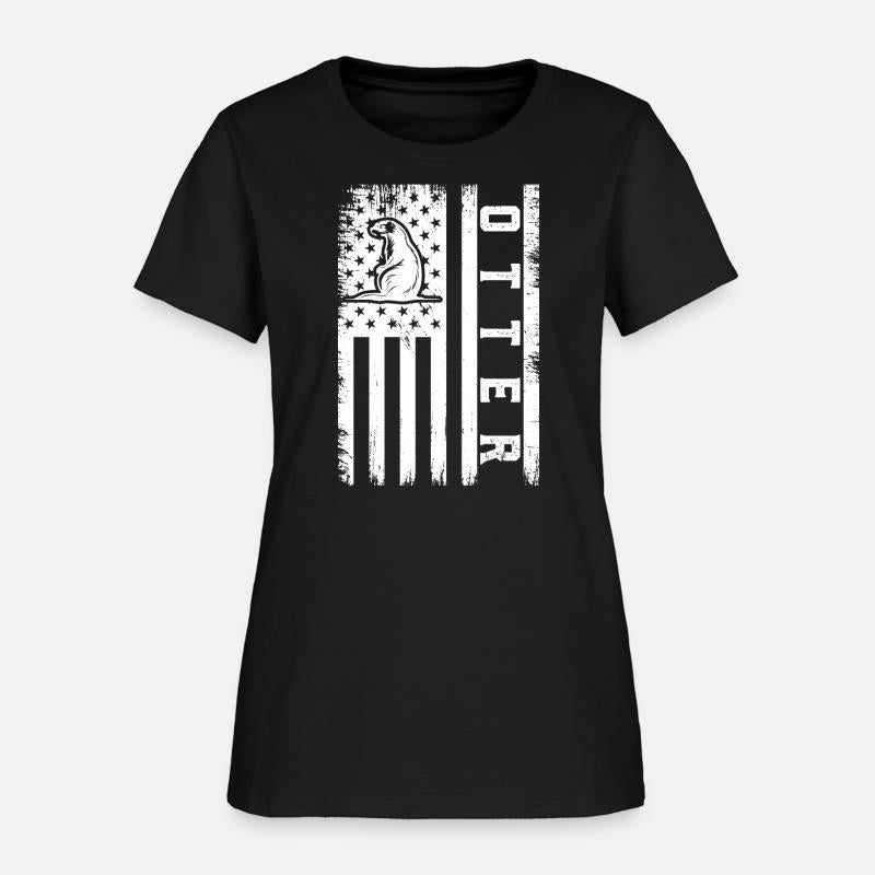 Usa Flag Otter 01. otter t-shirt design