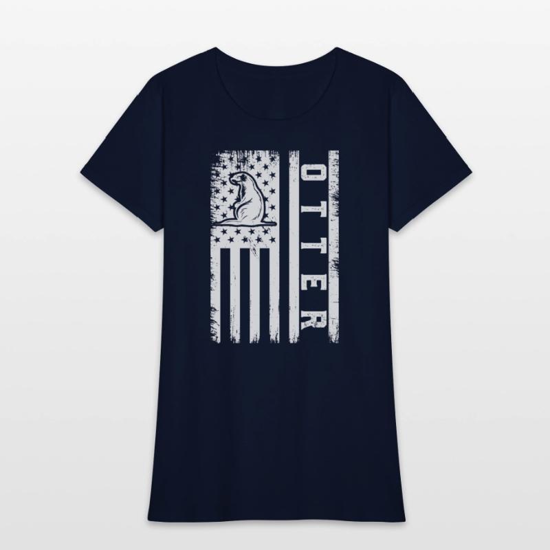 Usa Flag Otter 01. otter t-shirt design