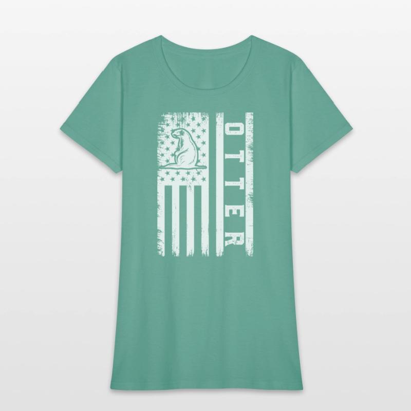 Usa Flag Otter 01. otter t-shirt design