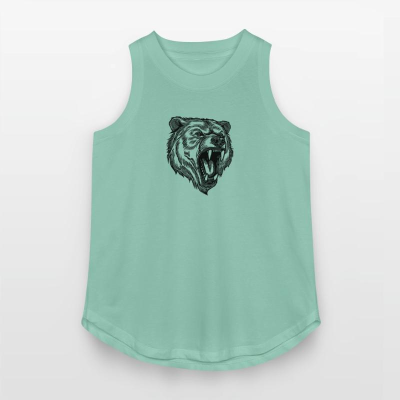 Wild Evil Bear Head With Sharp Teeth