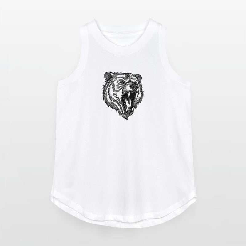 Wild Evil Bear Head With Sharp Teeth