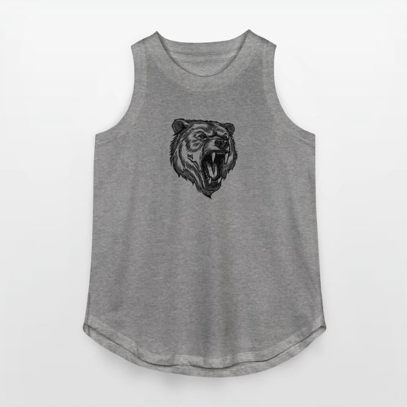 Wild Evil Bear Head With Sharp Teeth